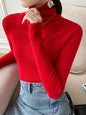 Simple Skinny Solid Color High-Neck Sweater Tops Pullovers-Homeunderwear