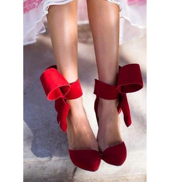 Free Shipping Charming Removable Big Bow High Heel Heels Shoes