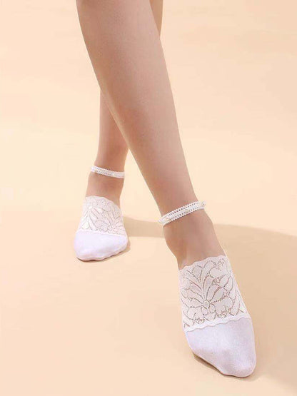 Casual Split-Joint Lace With Beads Socks Accessories-Homeunderwear