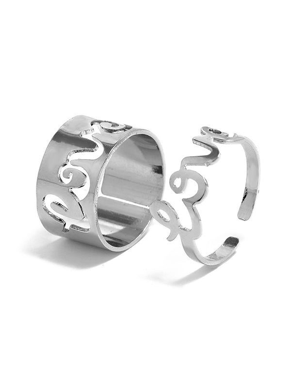 Punk Letter Shape Rings Accessories-Homeunderwear