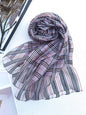 Wool Blend & Mulberry Silk Plaid Sun-Protection Shawl&Scarf