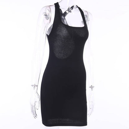 Backless Strap Soild Short Bodycon Dress