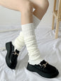 Simple Keep Warm Ruffled Solid Color Socks Accessories-Homeunderwear