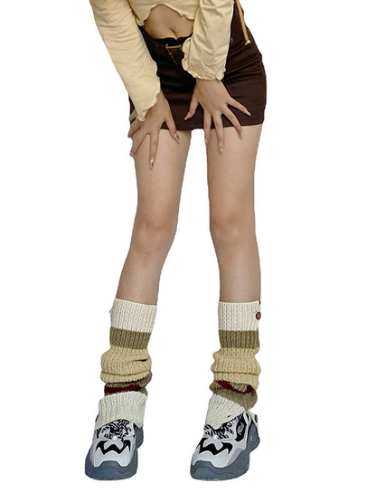 New Fashion Leisure Fashion Buttoned Contrast Color Leg Warmers Accessories-Homeundewear