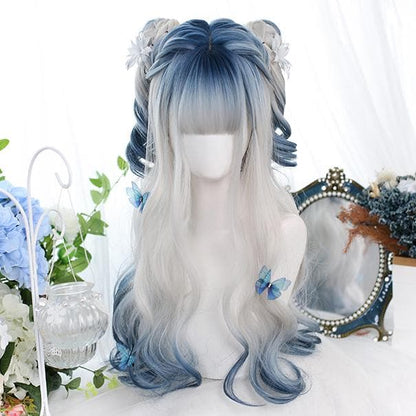 Free Shipping For Hivava Grey Blue Mixed Ice Soft Lolita Girl Wig