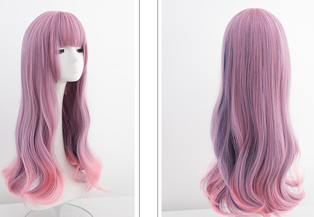 Free Shipping For Hivava Pink Purple Mixed Color Long Curly Wig