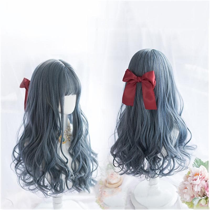 Free Shipping For Hivava Lolita Fog Blue Long Curly Wig