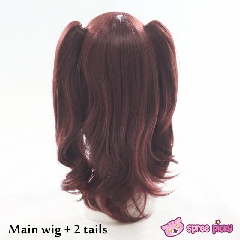 Free Shipping For Hivava Wine Caramel Mixed Color Long Wig with 2 Pony Tails