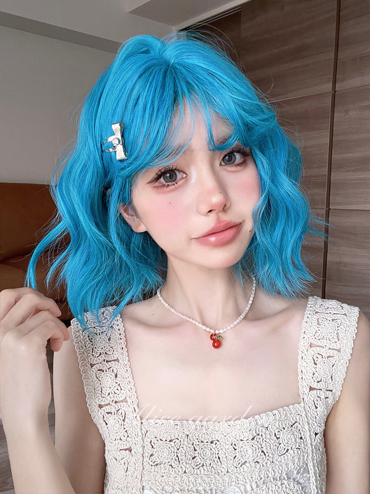 Free Shipping For Hivava Casual Series Hot Neon Blue Short Curly Wig