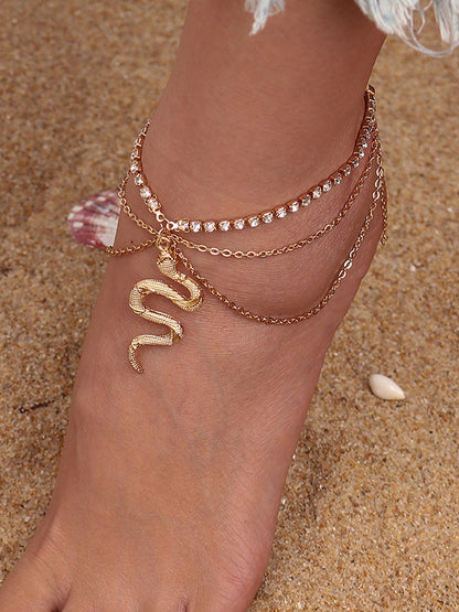 Vacation Snake Layered Anklets Accessories-Homeunderwear