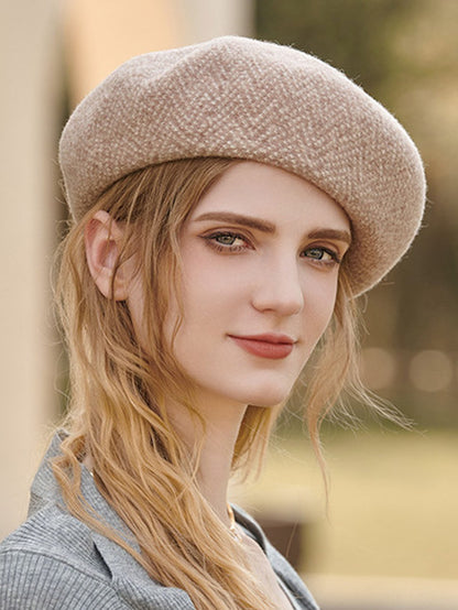 British Style Vintage Wool Beret Hat-Homeunderwear