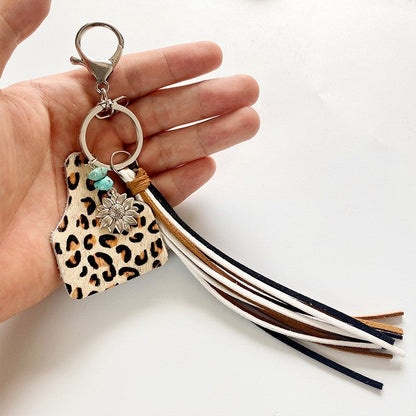 Ethnic Turquoise Sunflower Tassel Key Chain