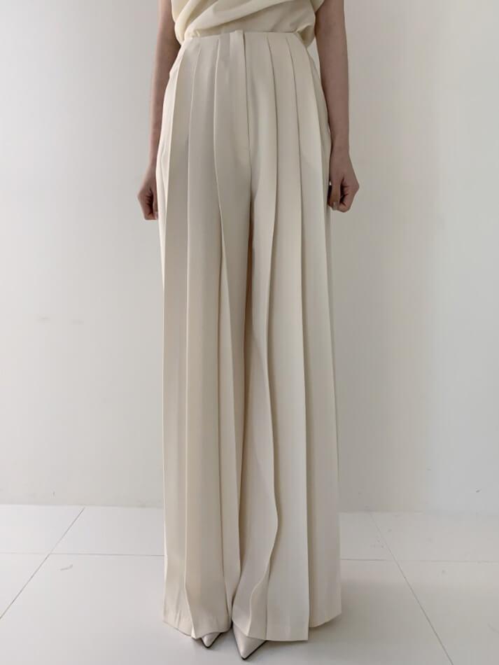 Pleated High Waist Wide Leg Pants