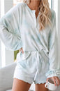 Pajamas Tie Dye Loose High Waist Long Sleeve Strap Two Pieces Set