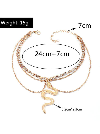 Vacation Snake Layered Anklets Accessories-Homeunderwear