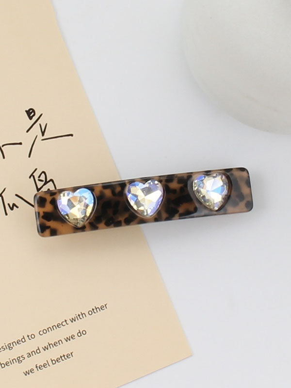 Geometric Rhine Stones Solid Color Hair Clips