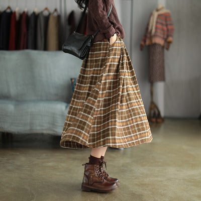 Artistic Retro Plaid A-Line Skirt