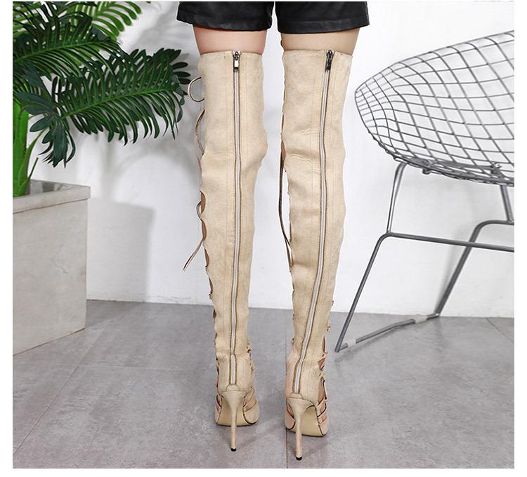 Bandage Open Toe Thin Heel Long Tube Cool Boots