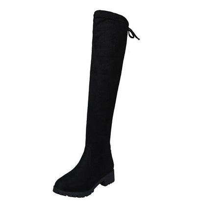 Elastic Thick Heel Round Head Plush Large Fashion Boots