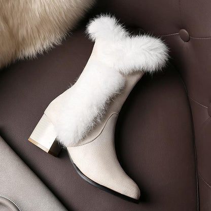 Chunky Heel Suede Pure color Pointed Toe High Heels