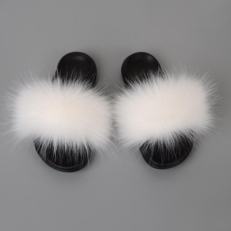 Raccoon dog hair imitation fox hair slippers women's hair sandals