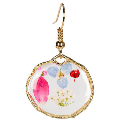 Free Shipping For DRIED FLOWER ROUND EARRINGS