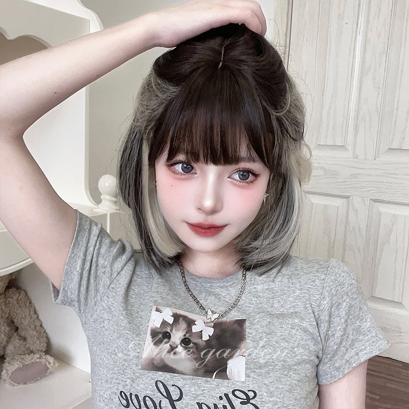 Free Shipping For Hivava Casual Series Short Brown and Silver Bob Wig