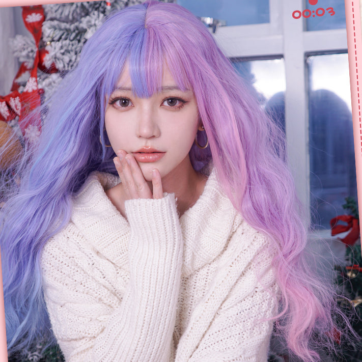 Free Shipping For Hivava Alice Bunny Cotton Candy Parted Pastel Purple Pink Lolita Wig