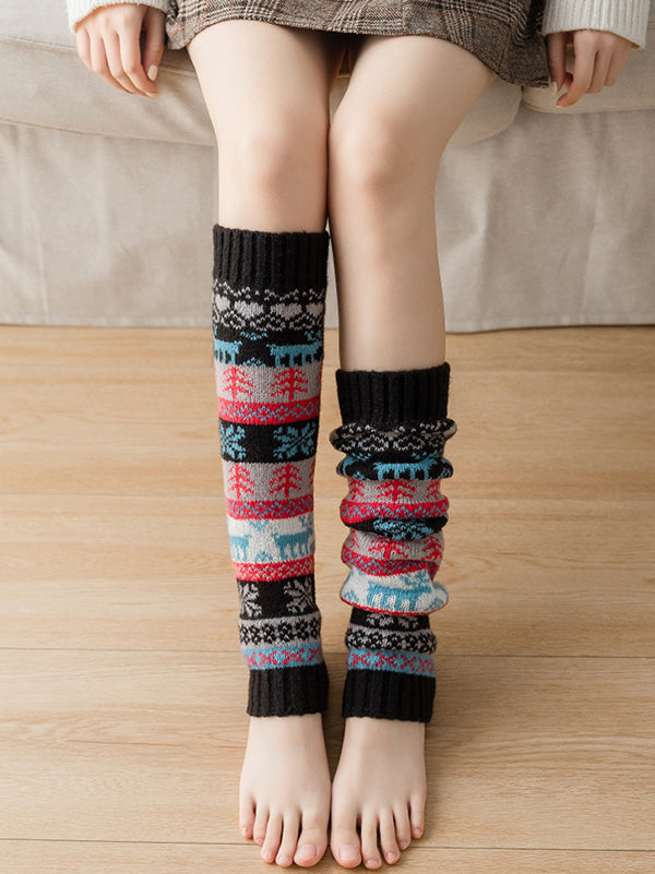 Knitting Keep Warm Printed Leg Warmers Accessories-Homeunderwear