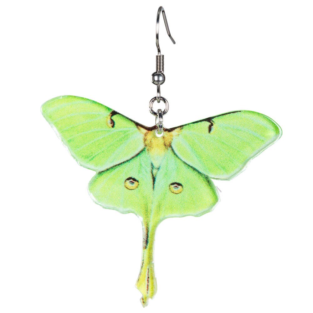 Free Shipping For GREEN ACRYLIC MOTH EARRINGS