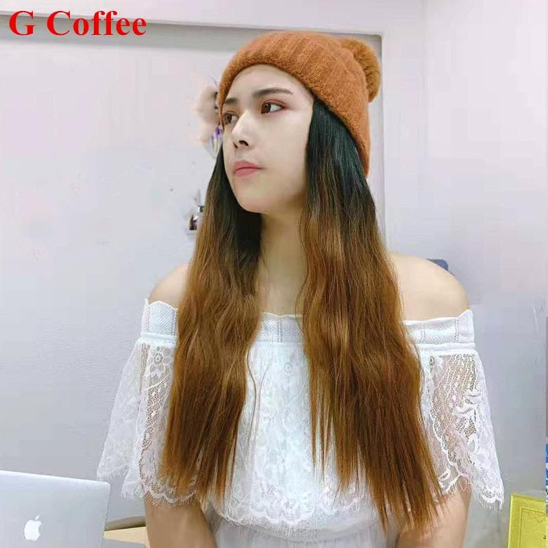 Free Shipping For Hivava Colorful Knitting Hat With Removable Long Curly Wig 2