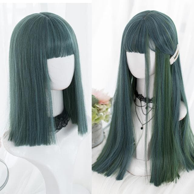 Free Shipping For Hivava Green/Blue Natural Straight Lolita Cosplay Wig