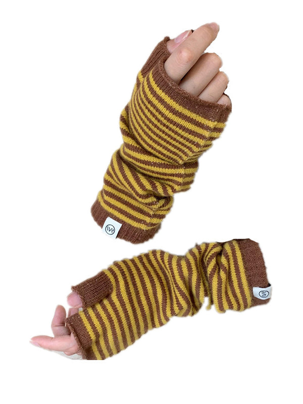 Casual Keep Warm Striped Gloves Accessories-Homeunderwear