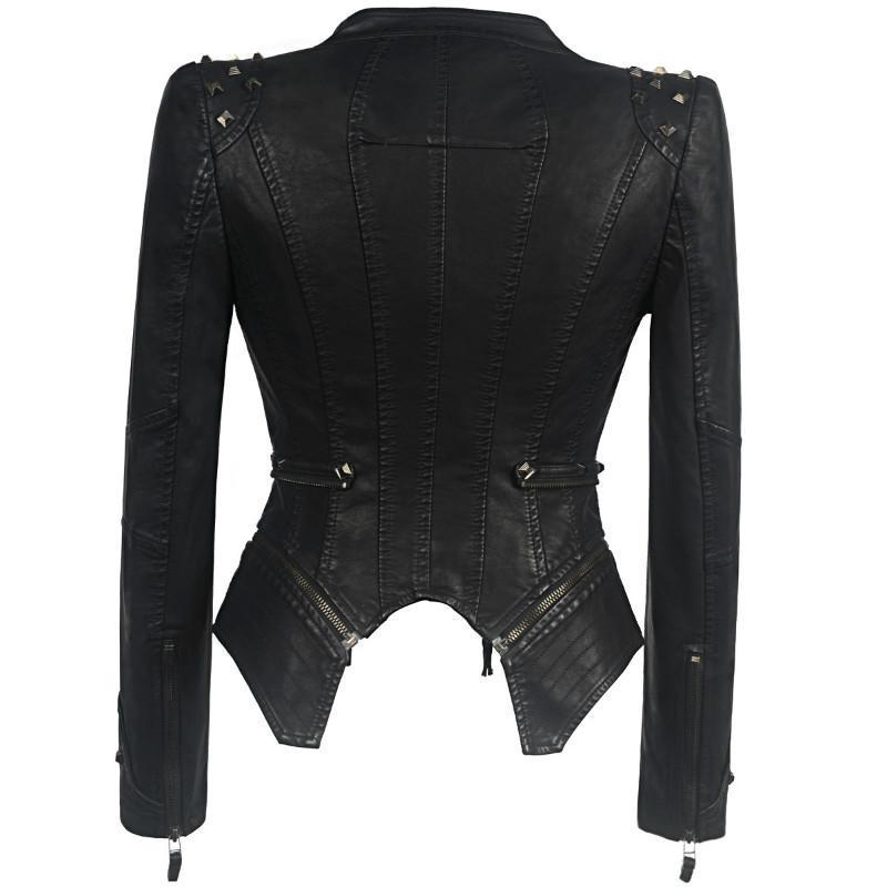 Clearance Punk-Shoulder Pad Moto Jacket