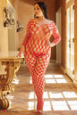 Free Shipping For Plus Size Open Work Crotchless Fishnet Bodystocking with Thong