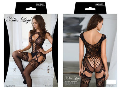 Free Shipping For Triangle Lace Halter Bodystocking Fishnet Dress