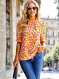 Floral High Neck Vintage Blouse