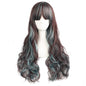 Free Shipping For Hivava Brown Blue Harajuku Long Curl Wig