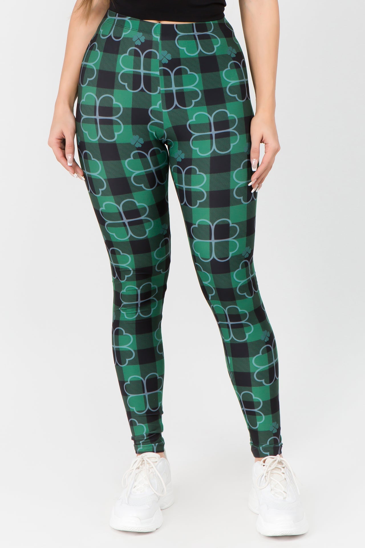 Free Shipping For Stay Lucky Plaid 4-Leaf Clover Printed Leggings