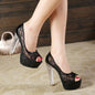 Elegant Crystal Lady's Chunky Heeled Sandals-Homeunderwear