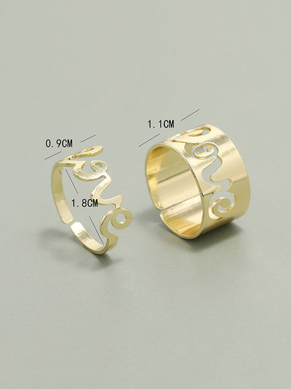 Punk Letter Shape Rings Accessories-Homeunderwear