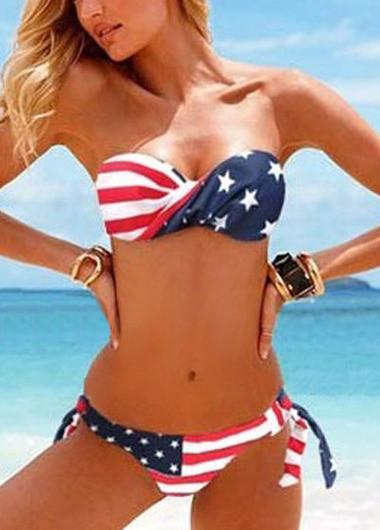 Fashion  Flag Bikini Swimwear with Detachable Strap