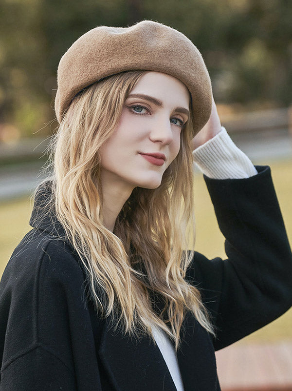 Simple Wool Solid Color Beret Hat-Homeunderwear