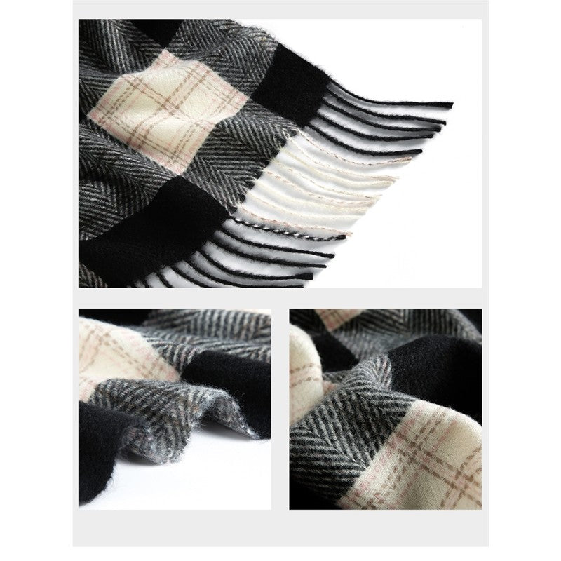 British Style Warm Imitated Cashmere Tassled Shawl Scarf