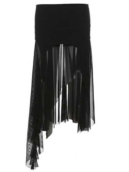 Goth Asymmetrical Mesh Mini Skirt