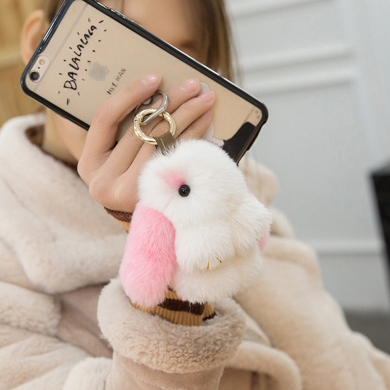 Mini Real Rabbit Fur Dead-Sleep Bunny Charm Keychain