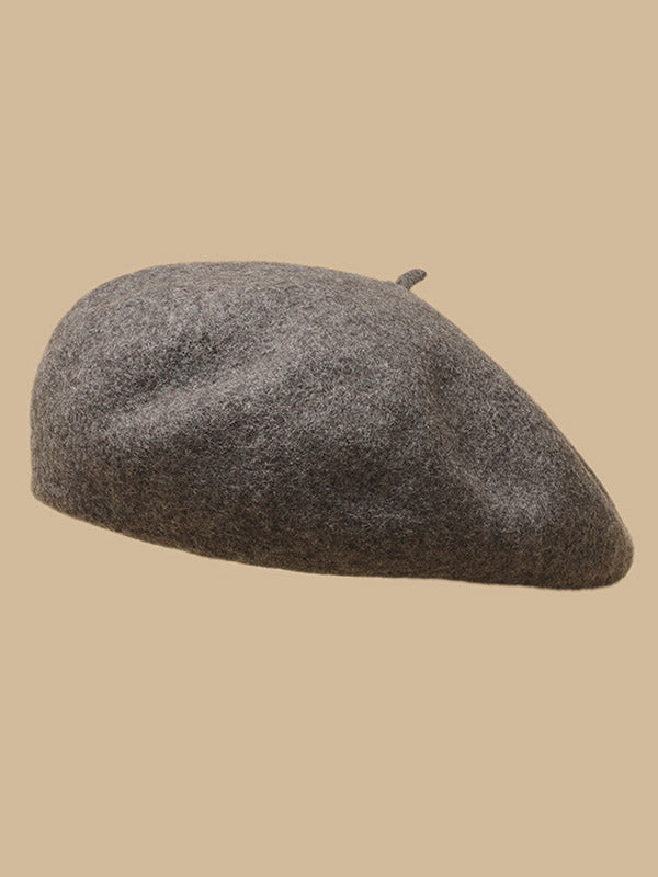 Simple Wool Solid Color Beret Hat-Homeunderwear