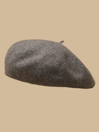 Simple Wool Solid Color Beret Hat-Homeunderwear