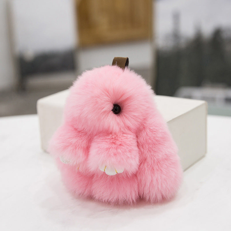 Mini Real Rabbit Fur Dead-Sleep Bunny Charm Keychain