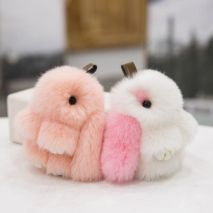 Mini Real Rabbit Fur Dead-Sleep Bunny Charm Keychain